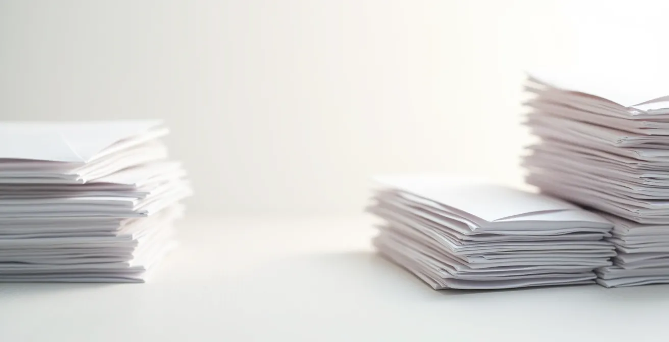 Professional workspace showing automated email sorting visualization