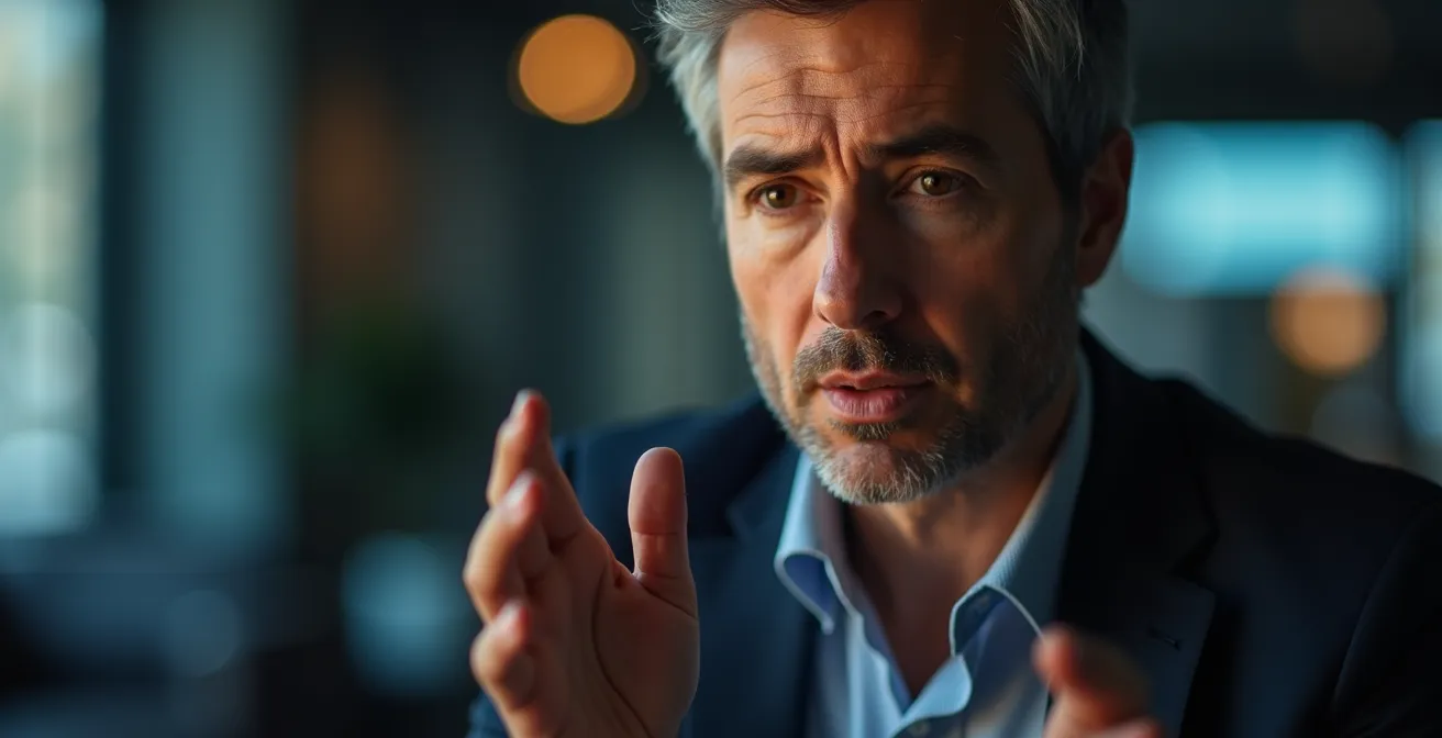 Professional at a symbolic crossroads representing investment decisions