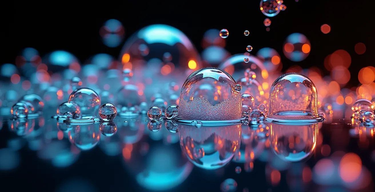 Extreme close-up of crystalline structures forming and dissolving representing trend evolution