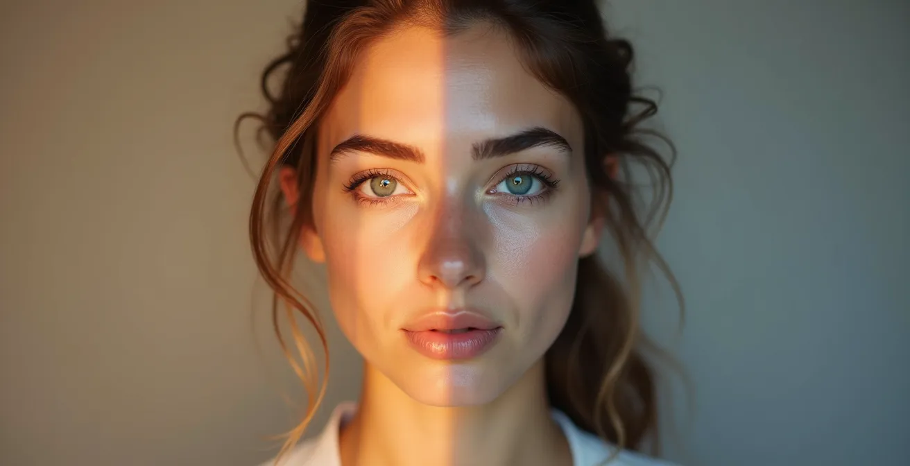 Visual demonstration of warm versus cool yellow tones against winter skin