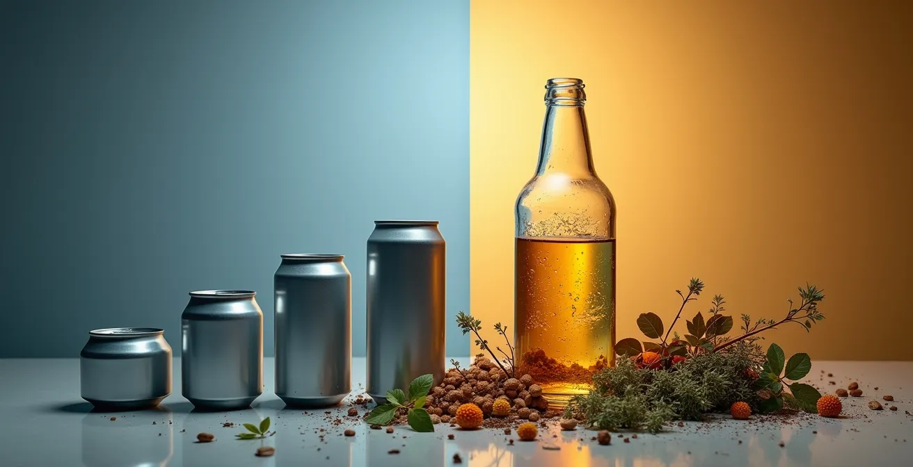 Visual comparison of single-use recyclable versus reusable material lifecycles