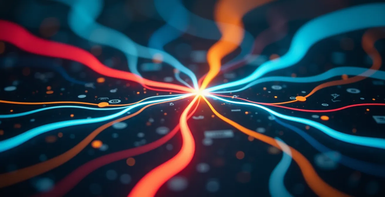 Abstract representation of Rio metro system with crowd flow patterns during Carnival