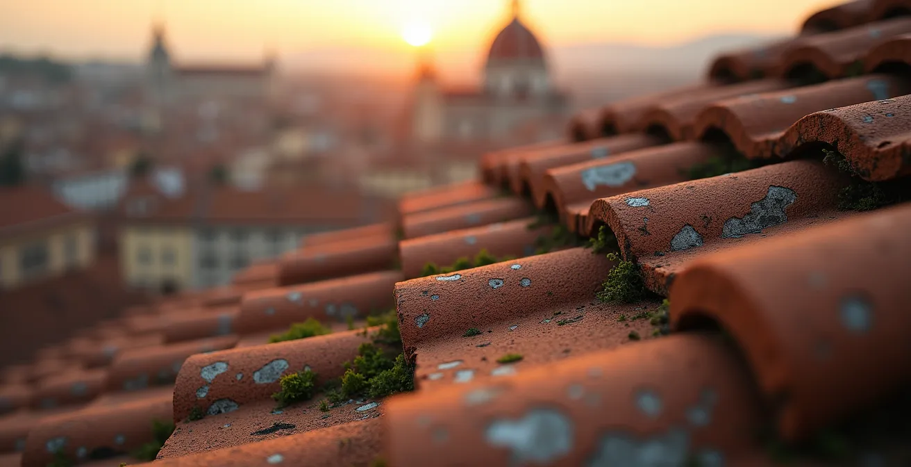 Overlooking the terracotta rooftops of a lesser-known European city at golden hour.