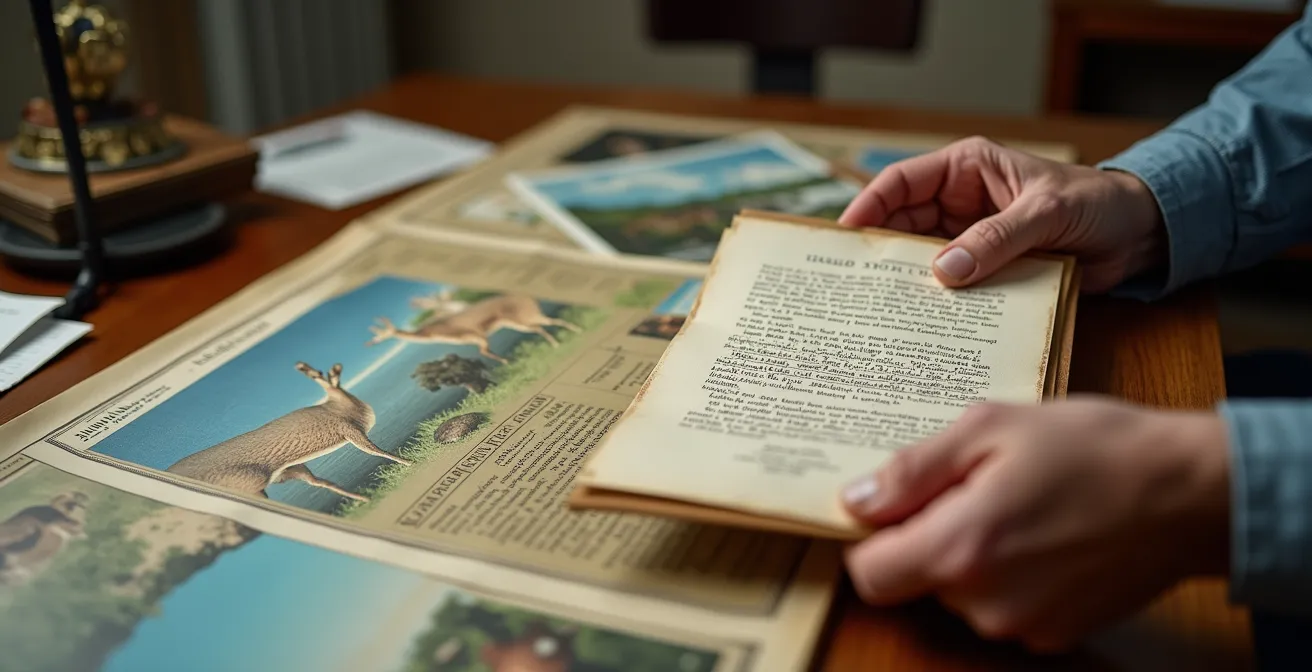 Hands examining conservation certificates and wildlife protection documents