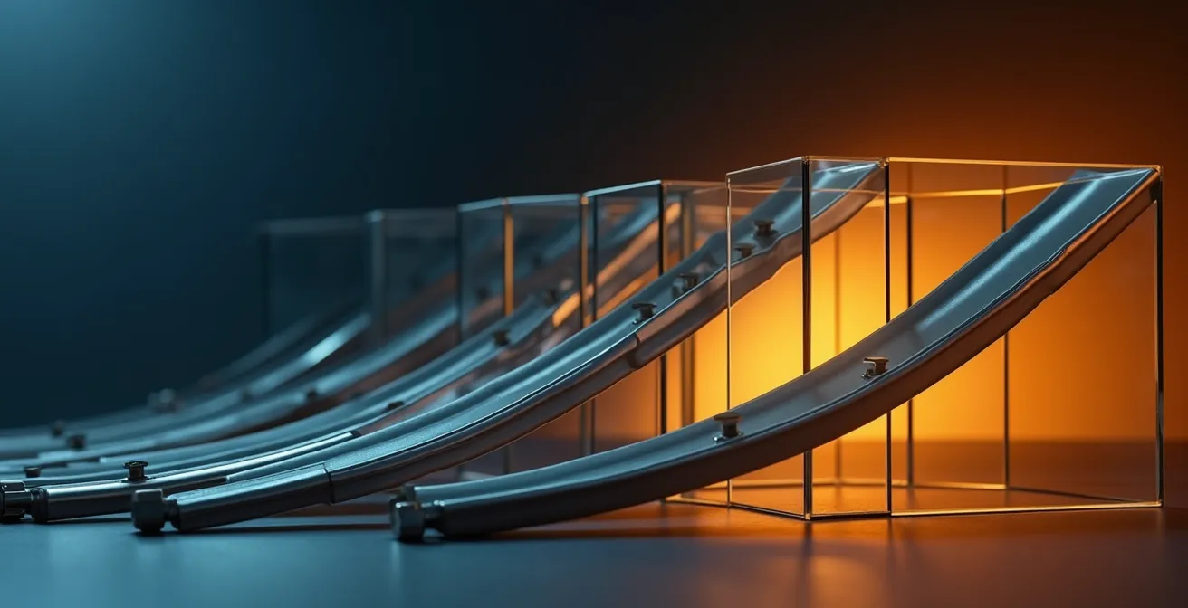 Abstract visualization of yield curve dynamics showing the transition from normal to inverted curve